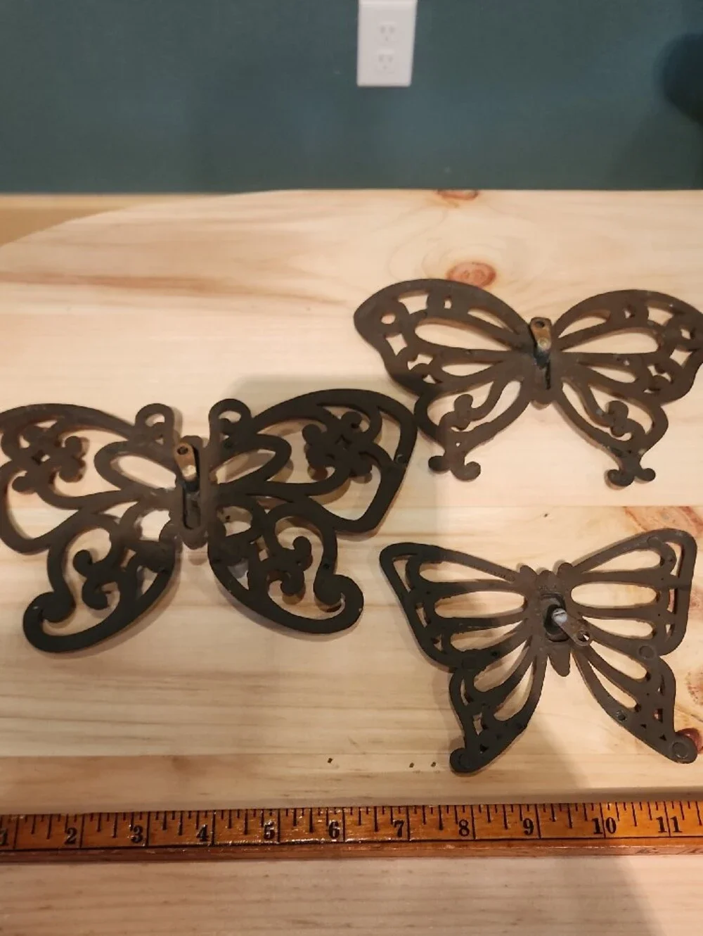 Vintage MCM Homco Syroco Faux Wood Butterfly Wall Hangings